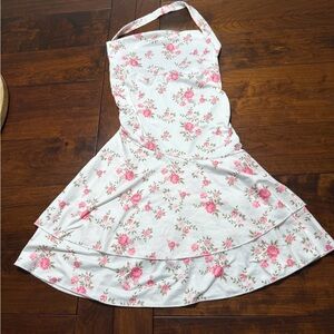 SHEIN White and Pink Floral Halter Dress